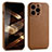 Funda Lujo Cuero Carcasa A06 para Apple iPhone 14 Pro Max Marron