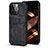 Funda Lujo Cuero Carcasa A14 para Apple iPhone 14 Pro Max Negro