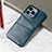 Funda Lujo Cuero Carcasa A15 para Apple iPhone 13 Pro Azul