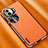 Funda Lujo Cuero Carcasa AT2 para Oppo Reno11 Pro 5G Naranja