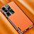 Funda Lujo Cuero Carcasa AT2 para Vivo V27 Pro 5G Naranja