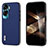 Funda Lujo Cuero Carcasa BH1 para Huawei Honor 90 Lite 5G Azul Real