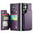 Funda Lujo Cuero Carcasa C01S para Samsung Galaxy S24 Ultra 5G Morado