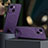 Funda Lujo Cuero Carcasa con Mag-Safe Magnetic LD1 para Apple iPhone 13 Morado