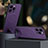 Funda Lujo Cuero Carcasa con Mag-Safe Magnetic LD1 para Apple iPhone 13 Pro Morado