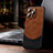 Funda Lujo Cuero Carcasa con Mag-Safe Magnetic LD4 para Apple iPhone 14 Pro Max Marron