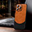 Funda Lujo Cuero Carcasa con Mag-Safe Magnetic LD4 para Apple iPhone 14 Pro Naranja