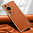 Funda Lujo Cuero Carcasa LD1 para Huawei P60 Art Naranja