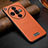 Funda Lujo Cuero Carcasa LD1 para Oppo Find X7 Ultra 5G Naranja