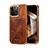 Funda Lujo Cuero Carcasa MT2 para Apple iPhone 16 Pro Max Marron