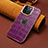 Funda Lujo Cuero Carcasa MT3 para Apple iPhone 15 Pro Morado