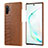 Funda Lujo Cuero Carcasa P02 para Samsung Galaxy Note 10 Plus Marron