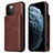 Funda Lujo Cuero Carcasa R01 para Apple iPhone 12 Pro Marron