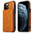 Funda Lujo Cuero Carcasa R01 para Apple iPhone 12 Pro Max Naranja