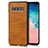 Funda Lujo Cuero Carcasa R02 para Samsung Galaxy S10 Naranja