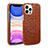 Funda Lujo Cuero Carcasa R03 para Apple iPhone 12 Pro Marron