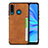 Funda Lujo Cuero Carcasa R05 para Huawei Nova 4e Naranja