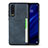 Funda Lujo Cuero Carcasa R08 para Huawei P30 Azul