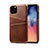 Funda Lujo Cuero Carcasa R10 para Apple iPhone 11 Pro Max Marron