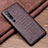 Funda Lujo Cuero Carcasa S01 para Xiaomi Mi 10 Marron