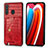 Funda Lujo Cuero Carcasa S01D para Samsung Galaxy A21 Rojo