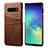 Funda Lujo Cuero Carcasa S03 para Samsung Galaxy S10 Marron