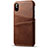 Funda Lujo Cuero Carcasa S06 para Apple iPhone X Marron