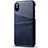 Funda Lujo Cuero Carcasa S06 para Apple iPhone Xs Azul