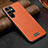 Funda Lujo Cuero Carcasa S07 para Samsung Galaxy S22 Ultra 5G Naranja