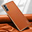 Funda Lujo Cuero Carcasa S09 para Samsung Galaxy S22 5G Naranja