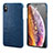 Funda Lujo Cuero Carcasa S12 para Apple iPhone Xs Azul