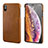 Funda Lujo Cuero Carcasa S12 para Apple iPhone Xs Marron