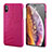 Funda Lujo Cuero Carcasa S12 para Apple iPhone Xs Max Rosa Roja