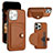 Funda Lujo Cuero Carcasa Y01B para Apple iPhone 13 Pro Max Marron