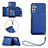 Funda Lujo Cuero Carcasa Y03B para Samsung Galaxy A04s Azul