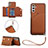 Funda Lujo Cuero Carcasa Y03B para Samsung Galaxy A04s Marron