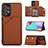 Funda Lujo Cuero Carcasa Y03B para Samsung Galaxy A73 5G Marron