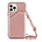 Funda Lujo Cuero Carcasa Y04B para Apple iPhone 14 Pro Max Oro Rosa