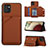 Funda Lujo Cuero Carcasa Y04B para Samsung Galaxy A03 Marron