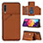 Funda Lujo Cuero Carcasa Y04B para Samsung Galaxy A30S Marron