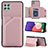Funda Lujo Cuero Carcasa Y04B para Samsung Galaxy F42 5G Oro Rosa