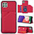 Funda Lujo Cuero Carcasa Y04B para Samsung Galaxy F42 5G Rojo