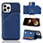 Funda Lujo Cuero Carcasa Y05B para Apple iPhone 13 Pro Azul