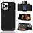 Funda Lujo Cuero Carcasa Y05B para Apple iPhone 13 Pro Negro