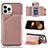 Funda Lujo Cuero Carcasa Y05B para Apple iPhone 13 Pro Oro Rosa
