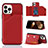 Funda Lujo Cuero Carcasa Y05B para Apple iPhone 13 Pro Rojo