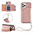 Funda Lujo Cuero Carcasa Y06B para Apple iPhone 14 Pro Max Oro Rosa