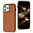 Funda Lujo Cuero Carcasa Y07B para Apple iPhone 14 Pro Max Marron