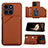 Funda Lujo Cuero Carcasa YB1 para Huawei Honor X6a Marron