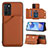 Funda Lujo Cuero Carcasa YB1 para Oppo A16s Marron